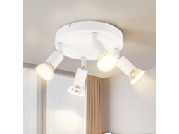 Nettlife Candeeiro, Focos Iluminação Led De Teto Branco 4 Luzes Gu10, Giratório Moderno Para Sala E Quarto, Regulável, Uso Diário, Em Casa