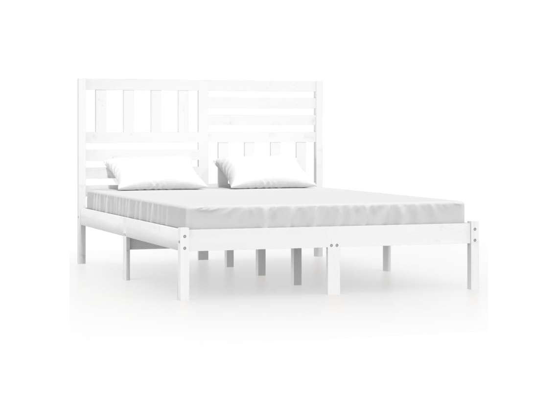 Bed Frame, Bed Frames Vidaxl Branco Madeira De Pinho (140 X 200 Cm)