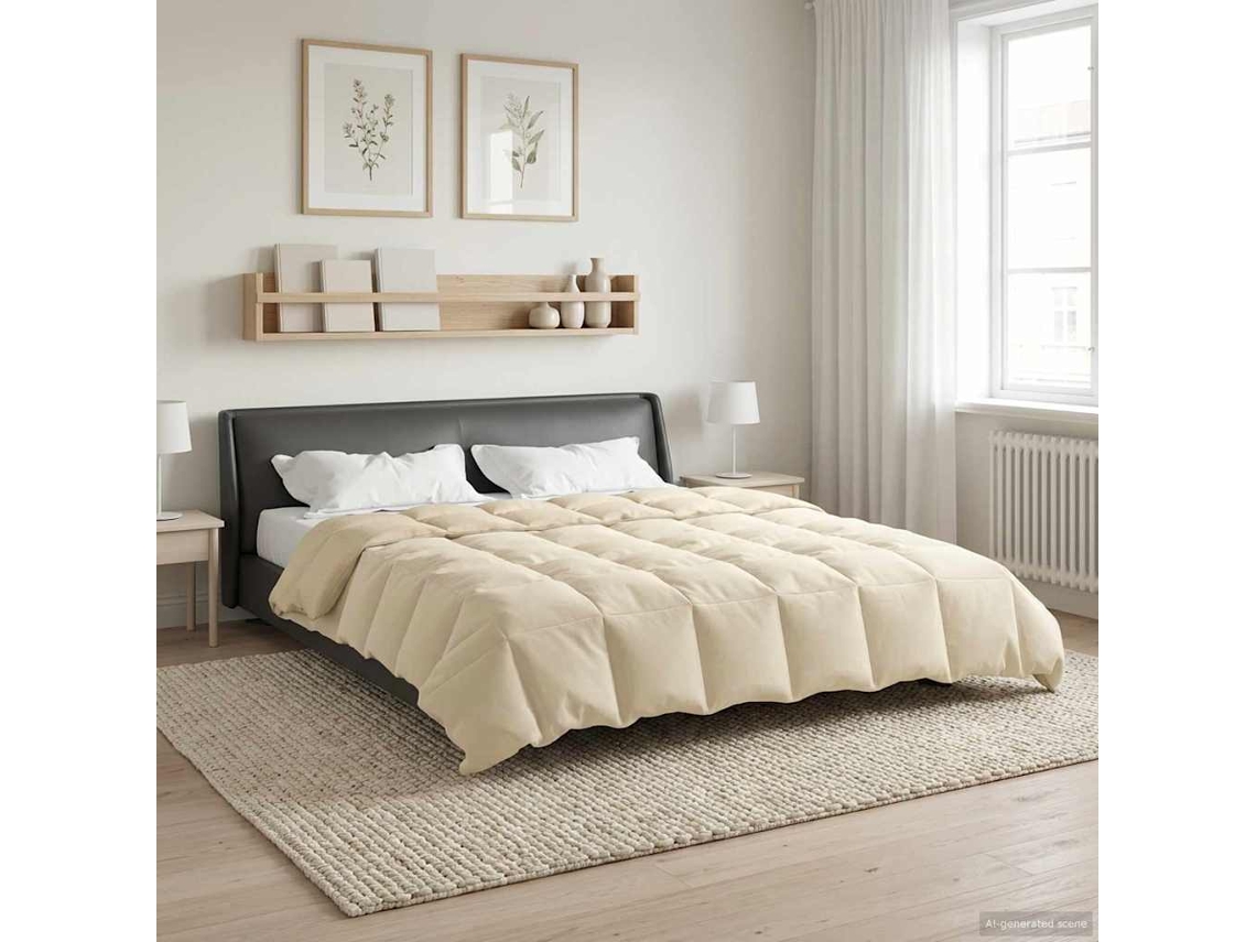Vidaxl Edredom De Verão Simples 220 X 240 Cm Verão Creme Respirável