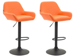 Conjunto de 2 bancos de bar Braga em imitação de pele laranja/preto CLP