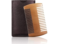 Pente Para Barba, Pente De Madeira Para Barba, Pente De Madeira Para Bigode Com Couro Brilvibera