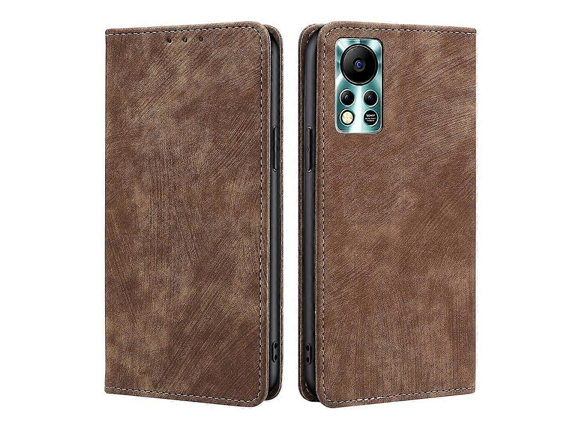 Capa De Celular Em Couro Escovado Magnético Antifurto Nfc Rfid Para Infinix Hot 11s