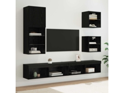Vidaxl Unidades De Tv De Parede Com Led 5 Pcs Carvalho Preto