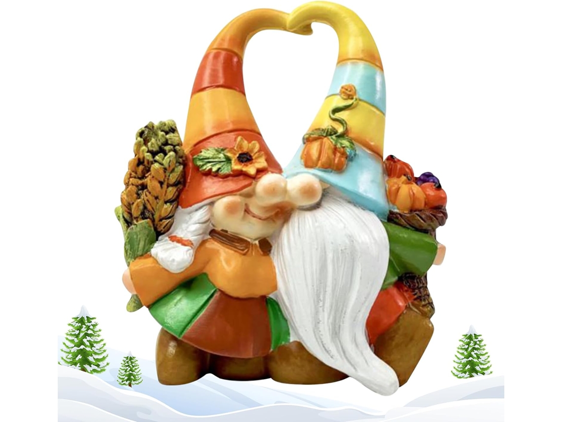 Estatuetas De Gnomos De Outono | Ornamentos Sazonais Em Resina Para Decoração
