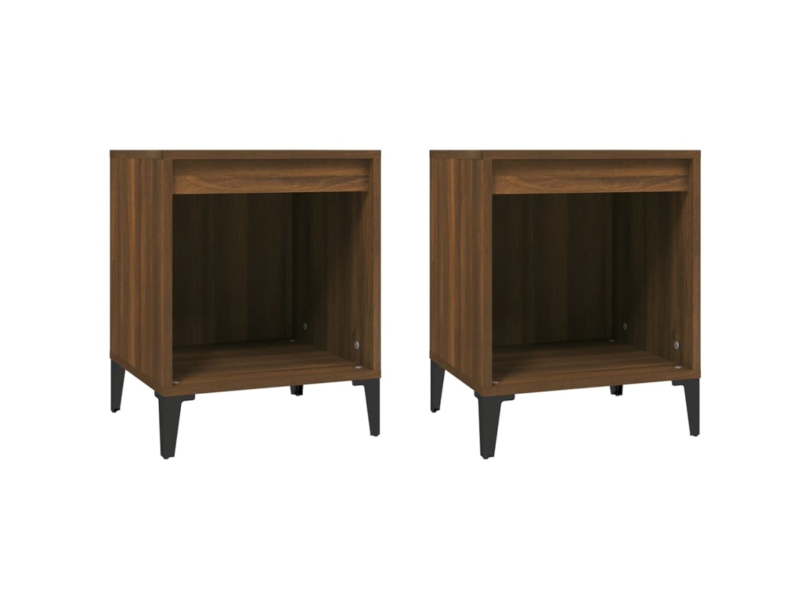 Conjunto 2 Mesa de cabeceira VIDAXL Marrom Madeira processada (40x35x50 cm)