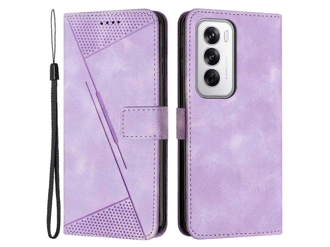 Capa Dobrável De Couro Com Padrão Triangular Para Oppo Reno12 5g (global)
