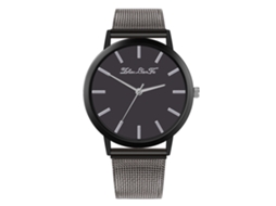 Relógio de quartzo analógico casual simples Zhoulianfa com pulseira de malha (cinza escuro)