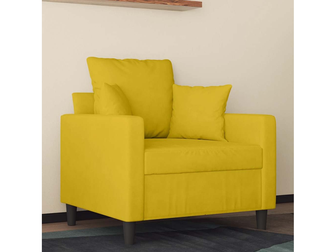 Vidaxl Poltrona 60 Cm Veludo Amarelo