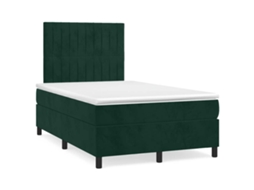 Vidaxl Cama Boxspring Com Colchão 120x190 Cm Veludo Verde-escuro