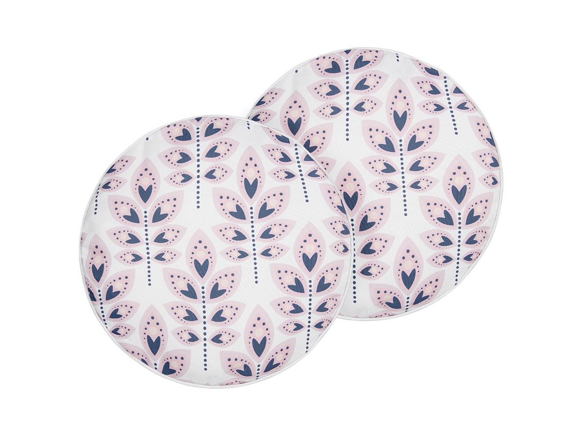 Conjunto De 2 Almofadas De Exterior Beliani Torretta De Poliéster Branco Creme 40x40x10
