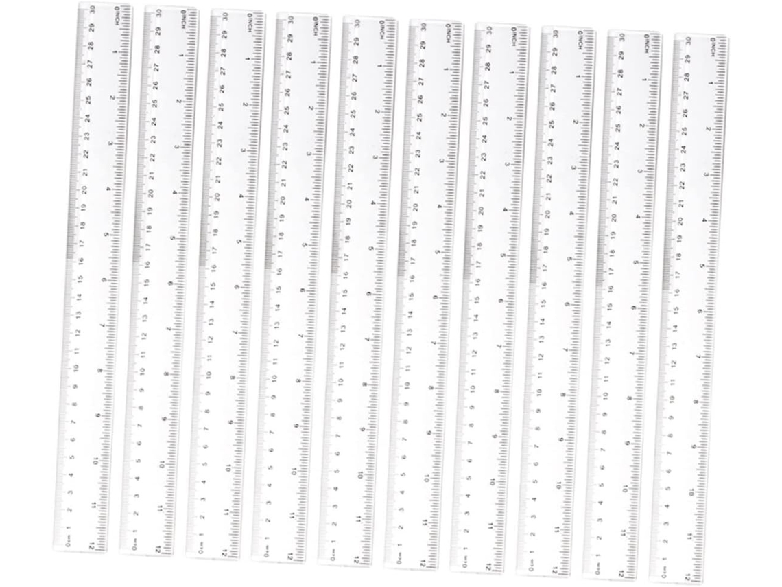 Lurelia Régua Plástica 20 Peças 30 Cm Com Escala Dupla E Transparente Para Escritório