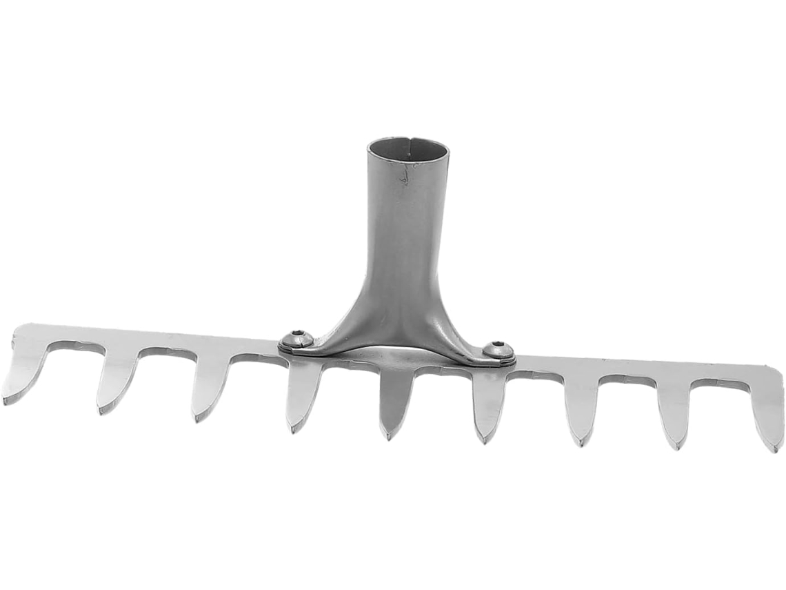 Ancinho De Jardim De Ferro Com 9 Dentes, Prateado, Resistente.