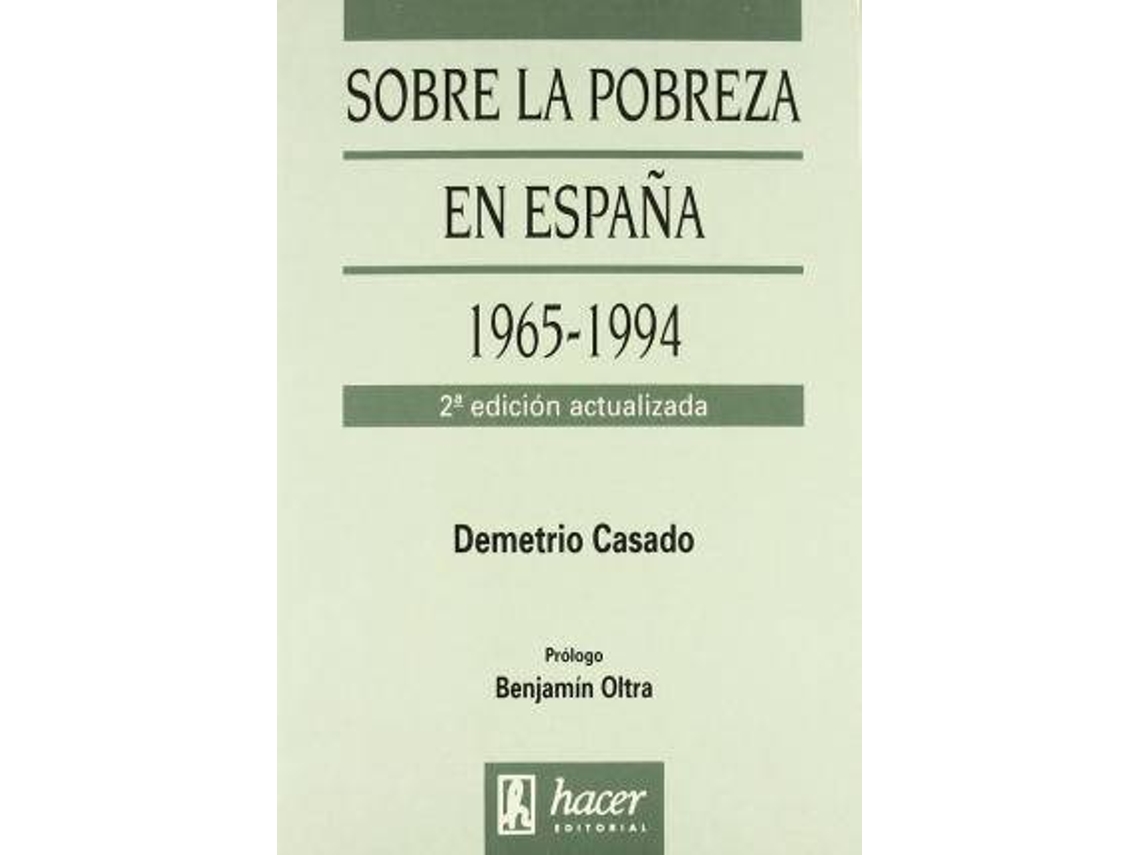 Livro Sobre La Pobreza En Espana, 1965-1994 de Demetrio Casado (Espanhol)