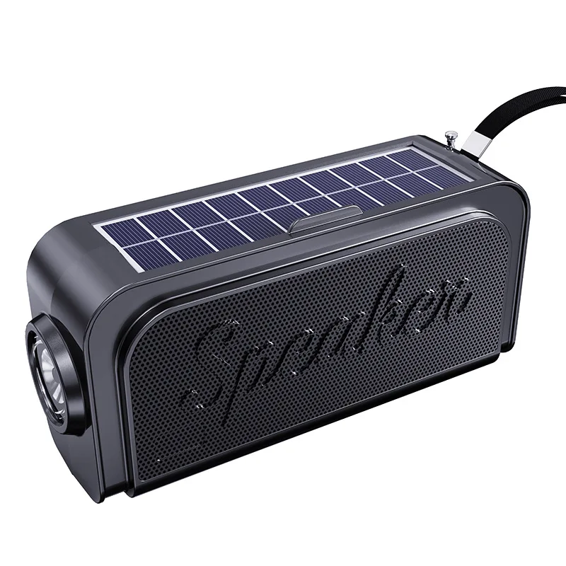 Rádio FM Portátil Carregamento Solar Alto Falante Bluetooth Sem Fio com Lanterna Cartão Tf Leitor de Música Usb MDUG