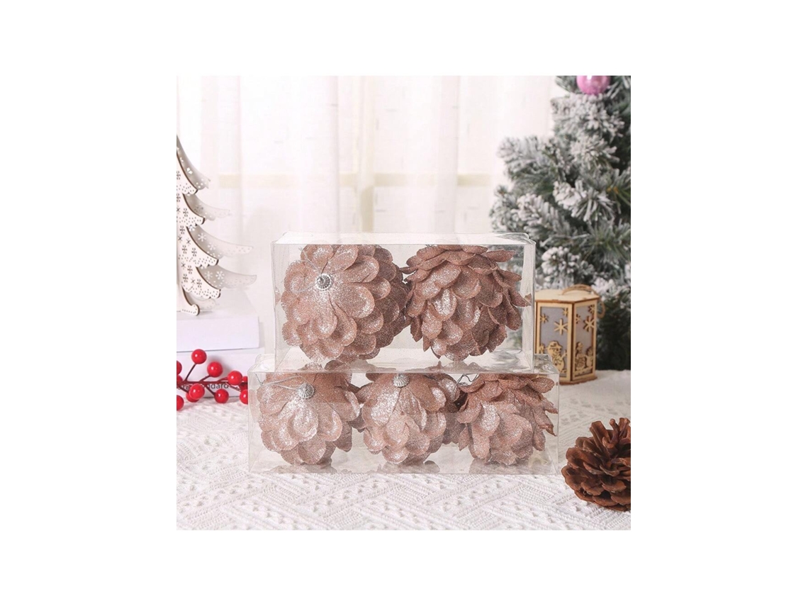 Conjunto De Bolas De Espuma Com Glitter, 8cm 10cm/5un, Pinhas E Folhas Imitadas, Decoração De Natal Transnacional Igvtrade
