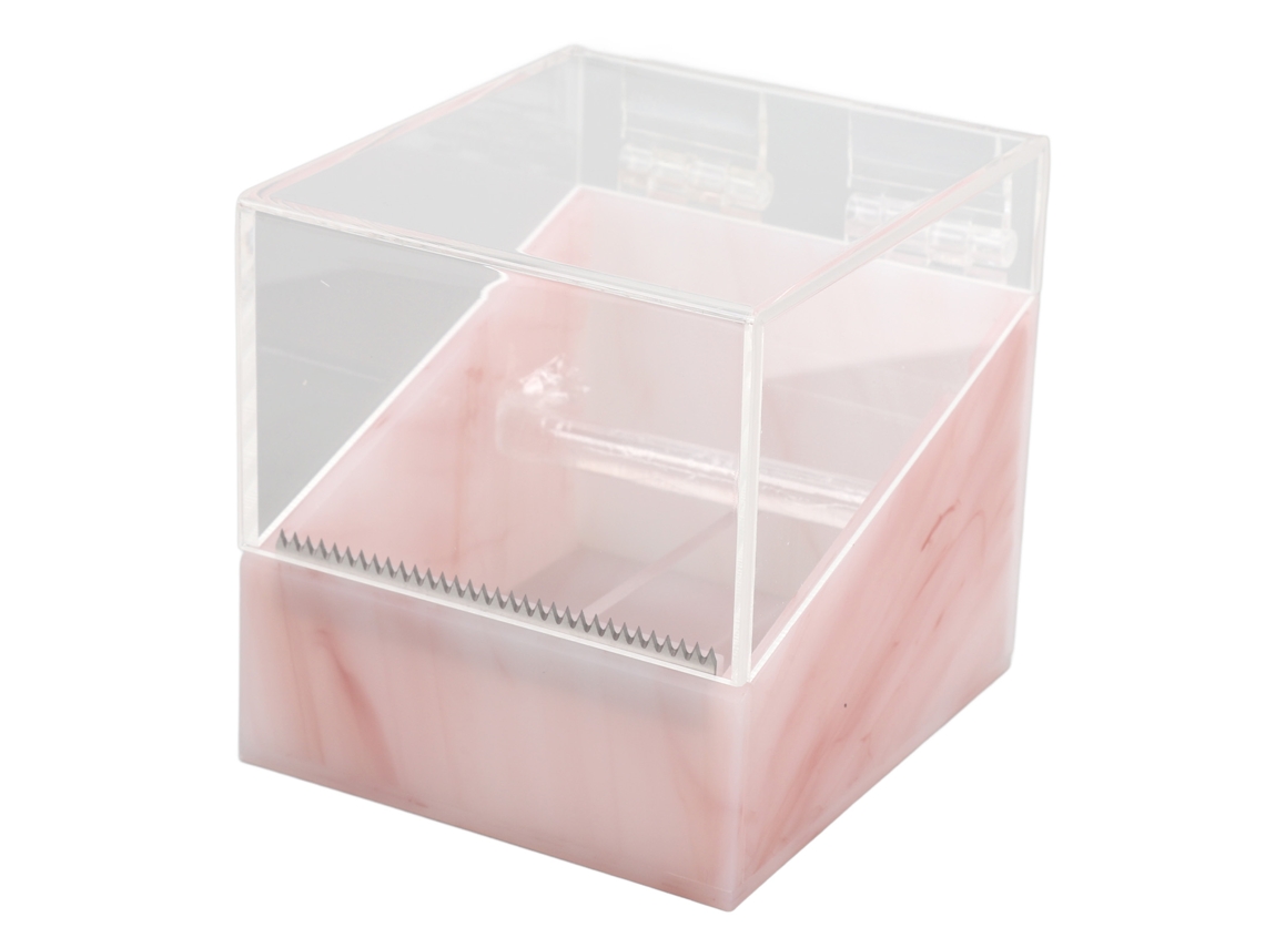 Dispenser De Fita De Cílios 2 Grelhas Açúcar Cutter Holder Com Capa Transparente Flip Rosa Texturizada Para Salão De Beleza