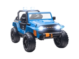Carro Elétrico Infantil, Bateria 12v, Assento Para Pais E Filhos, Controle Remoto, Música, Buzina, Luzes Led, 3-8 Anos, Azul.