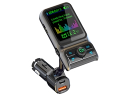 Transmissor Fm YIZHOOD Bc85 Bluetooth 5.0 Handsfree Mp3 Qc3.0 Pd24W Dual Usb Carregador Rápido Luz Ambiente Colorida Preto