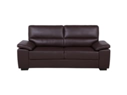 Sofá de 3 Lugares BELIANI Vogar de Pele Sintética Castanho Escuro 195x74x90