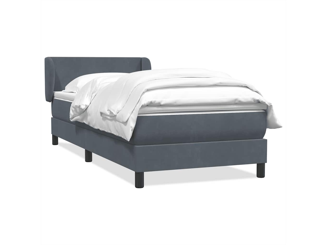 Cama Com Molas/colchão Cinza-escuro 80x220 Cm Veludo