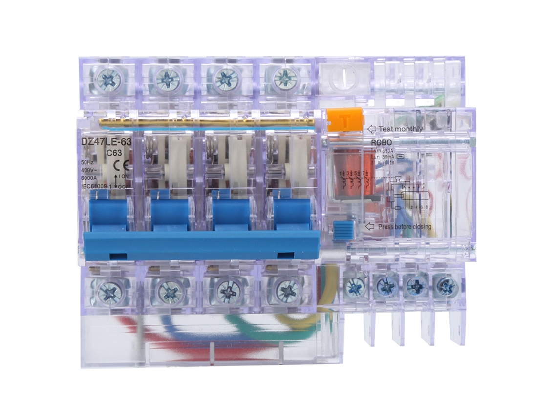 Interruptor Transparente Dz47le‑63 4P C63 S/MARCA