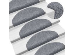 Vidaxl Tapetes De Escada Autoadesivos 15 Peças 65x21x4 Cm Cinza Claro Semicircular Grande