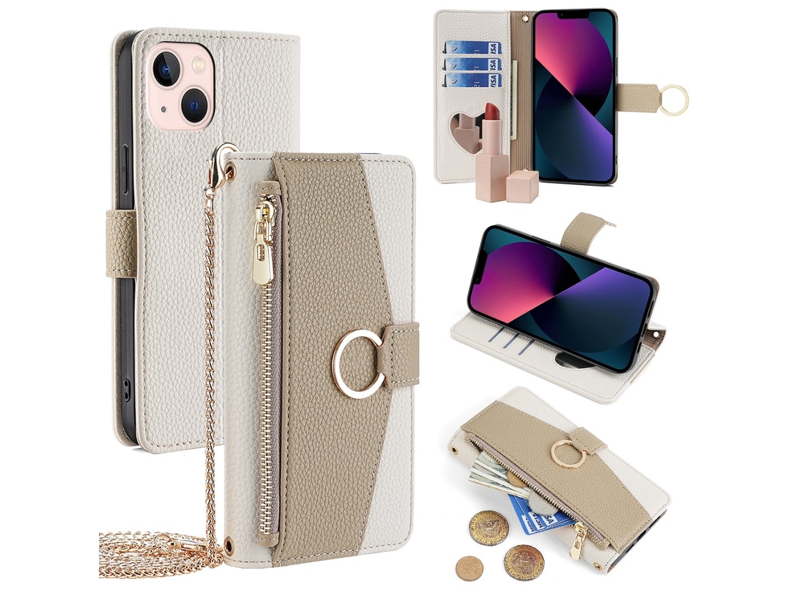 Capa Pega Inch Para Iphone 13 Pele Sintética Branco
