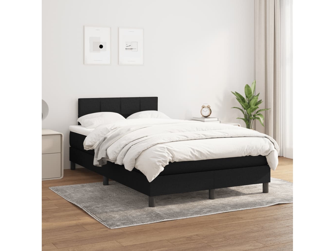Vidaxl Cama com Molas/colchão 120x200 Cm Tecido Preto