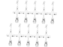 20 Clips Giratórios Transparentes Exibem Preços em Lojas, Suporte Dupla Face em Aço Inoxidável e PS, Solução De
