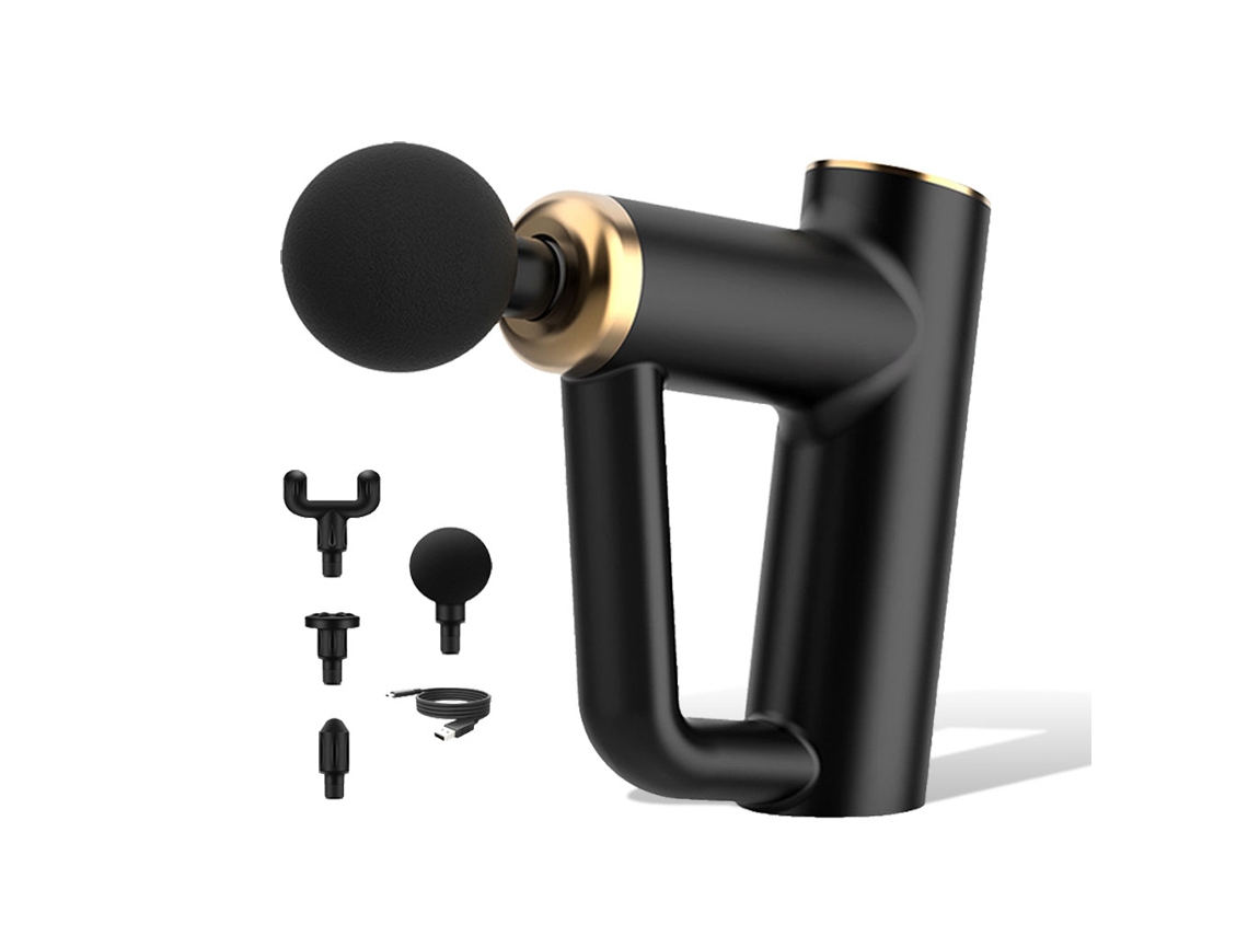 Massageador elétrico recarregável Brilvibera com 4 cabeças, resistente ao suor, para casa, escritório, pescoço e costas, preto.