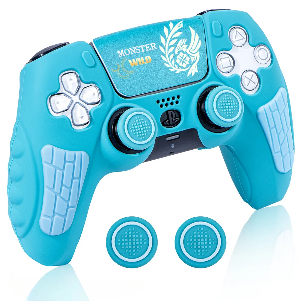 Capa De Silicone Para Controle Ps5, Com Capas De Joystick E Adesivo Para Touchpadczhhmart (azul)