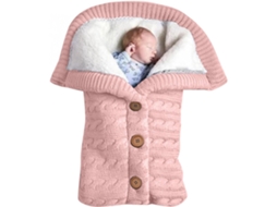 Cobertor para recém-nascido, saco de dormir quente, envelope, cobertor de lã tricotada Eifson (rosa)