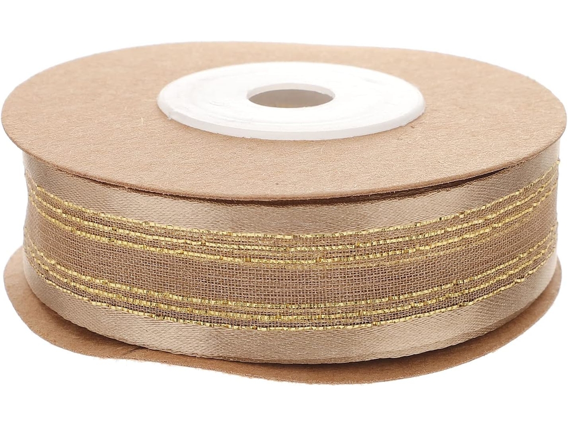 Fita De Chiffon Dourada Balacoo Para Embrulho Presentes, Fita Artesanal Para Decoração De Casamentos E Caixas Presentes