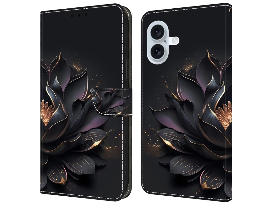 Capa Em Couro Pu Magnético Para Apple Iphone 16 - Lótus Roxa