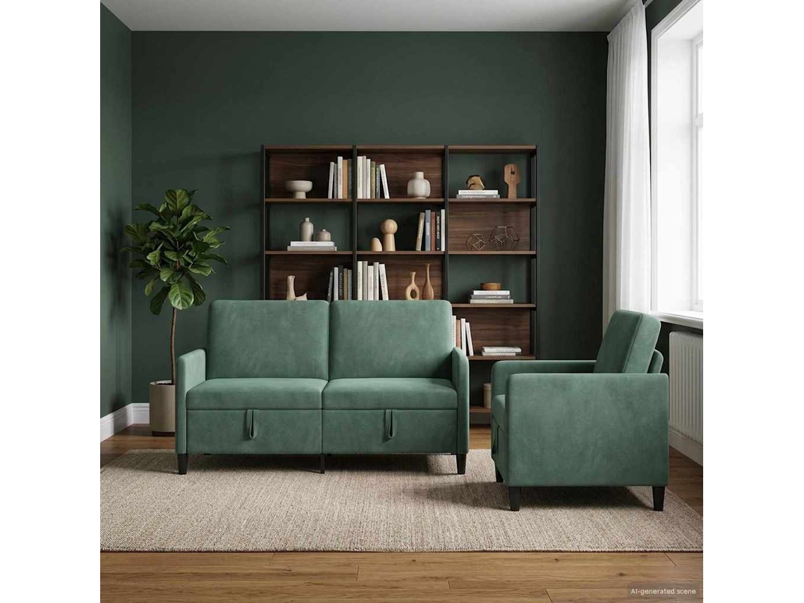 Vidaxl Conjunto De Sofá Com Armazenamento 2 Unid. Verde Do Mar
