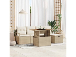 Vidaxl Conjunto De Sofá De Jardim 6 Unid. Bege Vime Pe