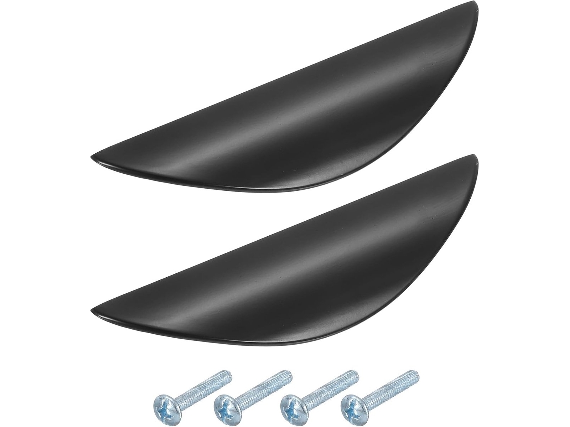 2 Puxadores de Armário, Formato Crescente, Espaçamento Entre Furos de 32 Mm, Liga de Zinco, com Parafusos, Pretos, 85* 33 Mm BRILVIBERA