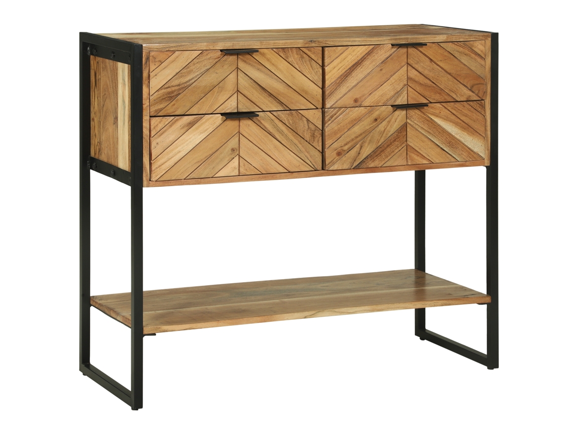 Conjunto 1 Aparador Vidaxl Castanho Madeira De Acácia Maciça (90 X 35 X 80 Cm)