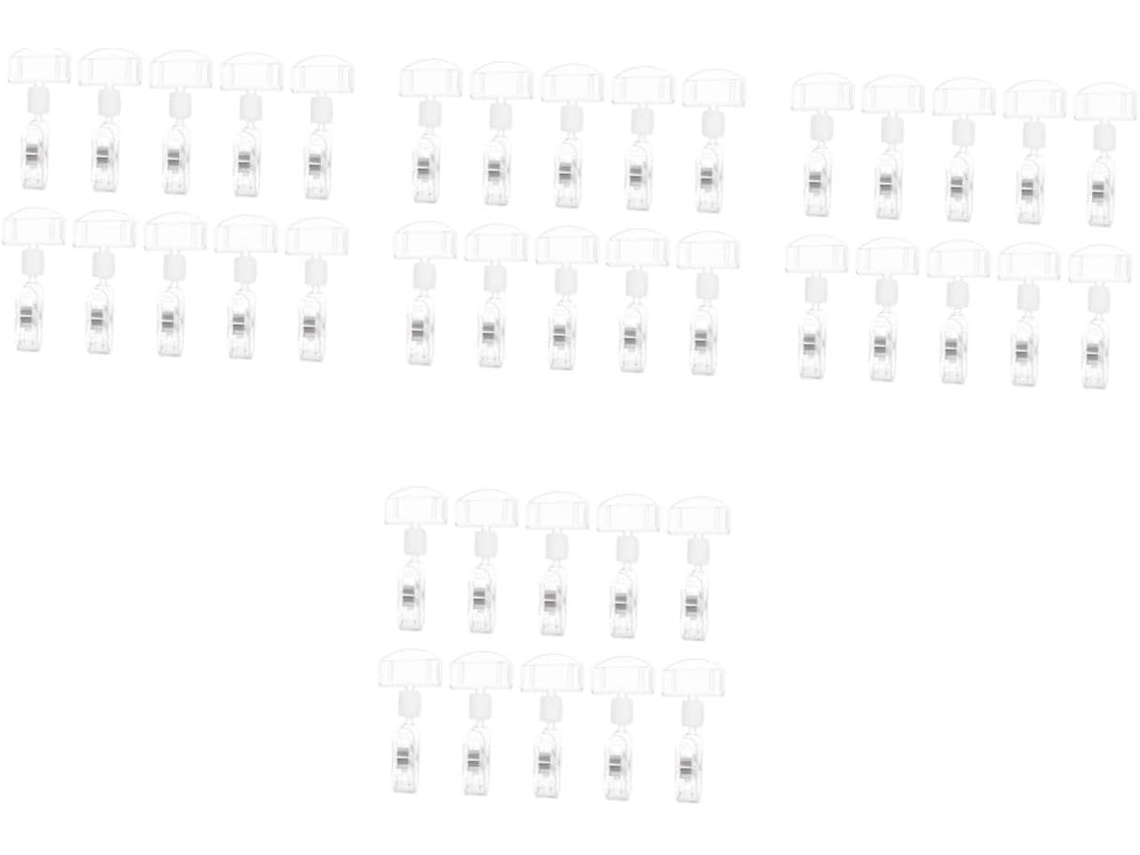 Conjunto Lalafina com 40 clipes de plástico transparente para etiquetas, ideais para exibir preços em supermercados e lojas.