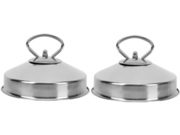 Conjunto De 2 Tampas De Aço Inoxidável Para Churrasqueira A Vapor, Acessórios Para Grelhas Planas, Tampa Redonda Para Defumação, Prata Gokoco