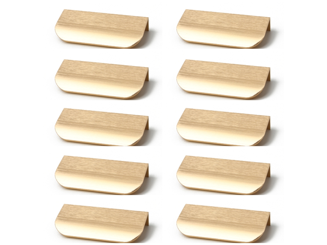 Conjunto de 10 puxadores invisíveis dourados para móveis, com distância entre furos de 64 mm X001