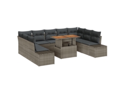 Conjunto 10 Conjunto De Jardim Vidaxl Cinzento Vime Pe (100 X 55 X 73 Cm)