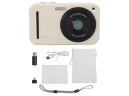 Câmera digital 48MP 1080p UHD com foco automático, estabilização de imagem, zoom de 16x, ideal para selfies e viagens, com cartão de memória de 32GB, na cor bege (LAXISCREED).