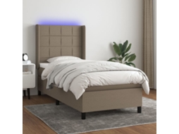 Cama Box Spring Colchão/led 80x200cm Tecido Cinza-acastanhado