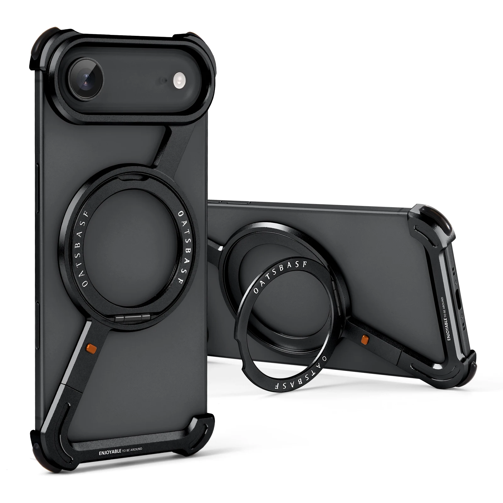 Capa Para Iphone Air (preta), Carregamento Sem Fio Magsafe, Suporte De Anel Magnético Com Rotação De 360°