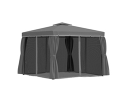 Pavilhão De Jardim, 2,96 X 2,96 M, Com Teto Duplo, 4 Painéis Laterais, Mosquiteiro, Tenda Para Festas, Alumínio, Poliéster