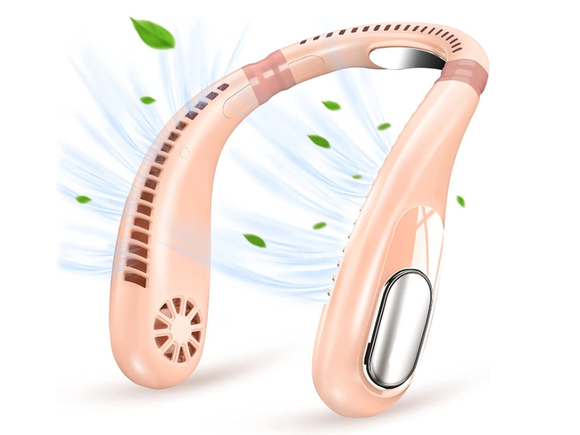Ventilador de Pescoço Portátil, Ventiladores Pessoais Recarregáveis de 6000mah Ventilador Portátil de Resfriamento de 360° Yizhood (rosa)