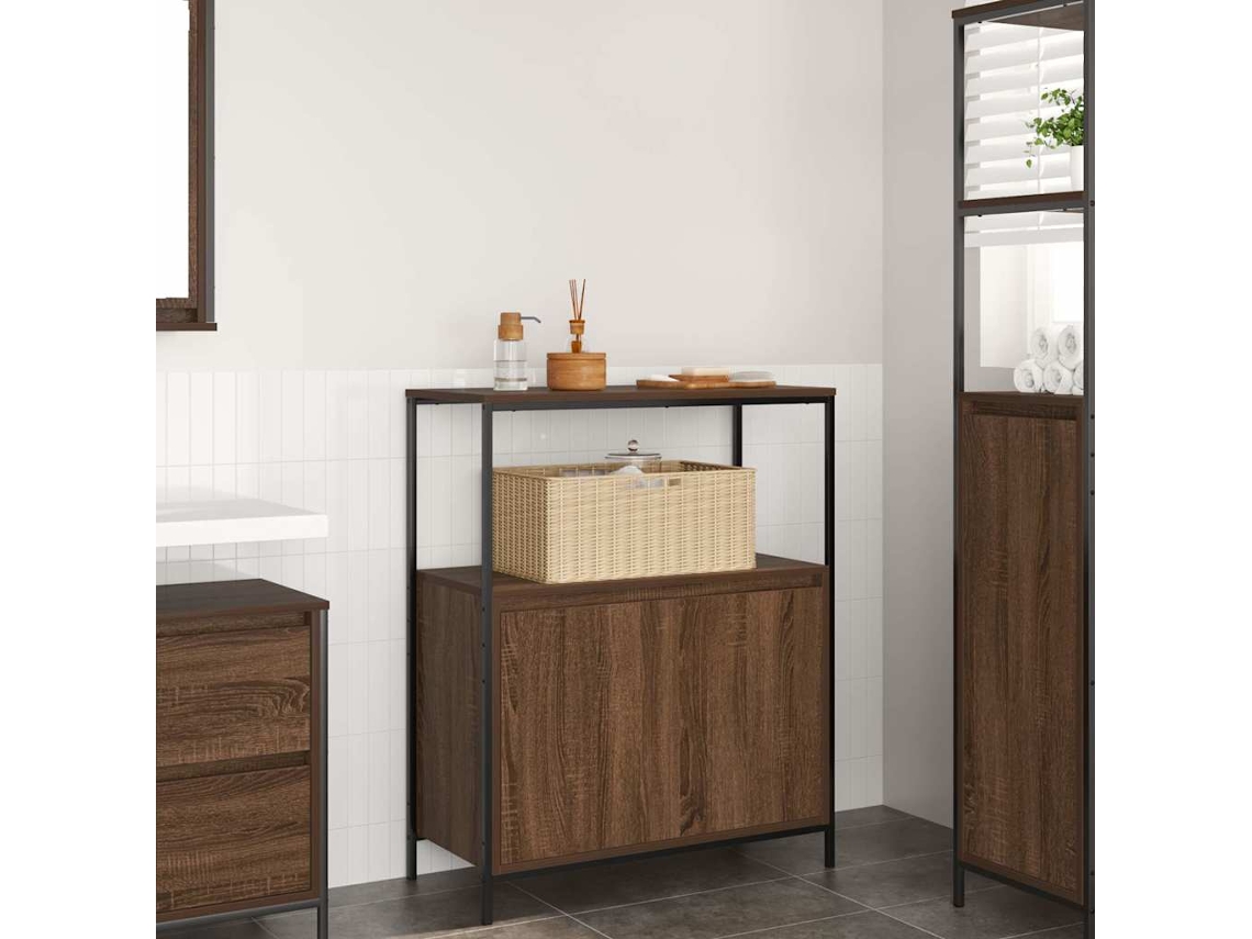 Vidaxl Armário De Banheiro Com Prateleiras Em Carvalho Marrom 76,5x35x95 Cm