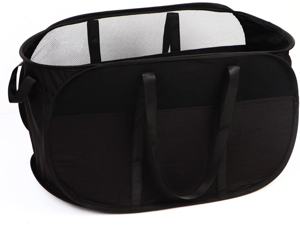 Cesto de Roupa Dobrável Preto, Resistente, com Alças Duplas BRILVIBERA