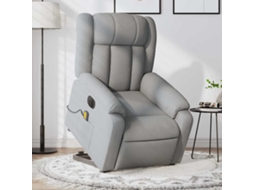 Vidaxl Poltrona Elétrica Reclinável Massagens Tecido Cinzento-claro